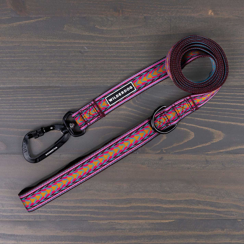Daybreak Ultralight Leash with geometric pattern, strong nylon webbing, and ultralight carabiner.